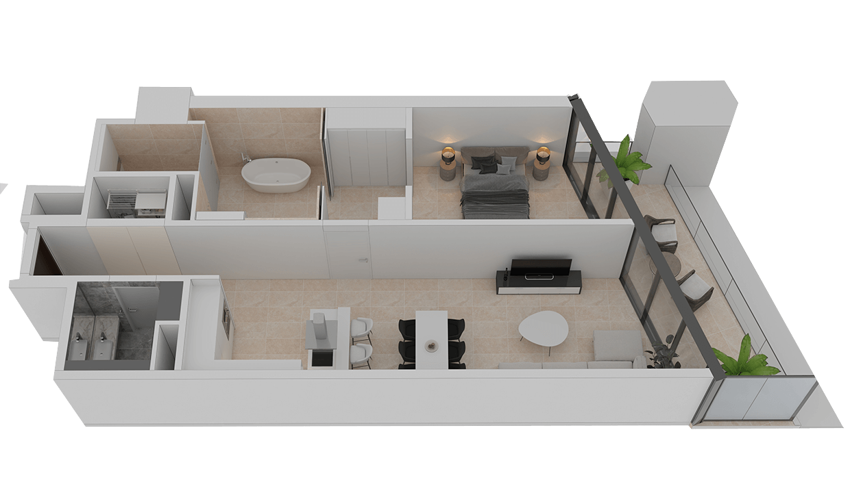 2 Bedroom Type A1 Floor Plan of Park View, Shams Abu Dhabi, Al Reem Island