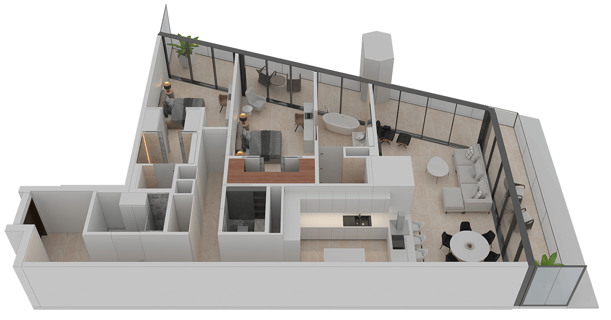 3 Bedroom Type B2 Floor Plan of Park View, Shams Abu Dhabi, Al Reem Island